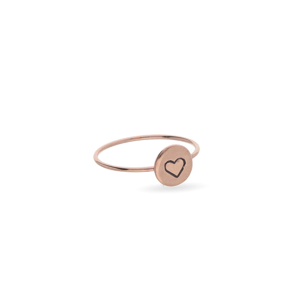 Anello cupido in oro rosa con sigillo tondo- AN85R