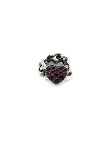 Anello groumette cuore pavé rubini