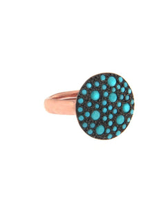 Anello pavé tondo medio turchese A69