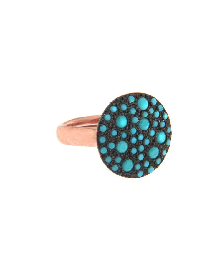 Anello pavé tondo medio turchese A69