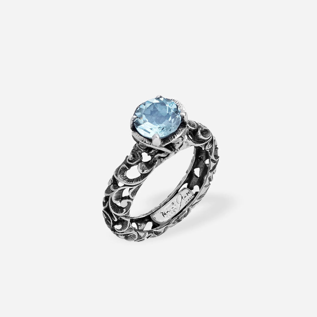 ANELLO SOLITARIO CLASSIC CON TOPAZIO AZZURRO AA0050