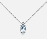 Girocollo Acquamarina ovale 0,58ct con diamanti