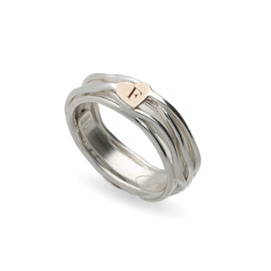 Anello Filodellavita 7 Fili in Argento e Sigillo Cuoricino Oro Rosa AN324AR