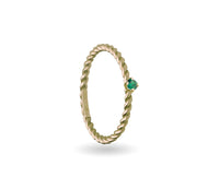 Anello Filodamore prezioso intrecciato in Oro Giallo spesso con smeraldo