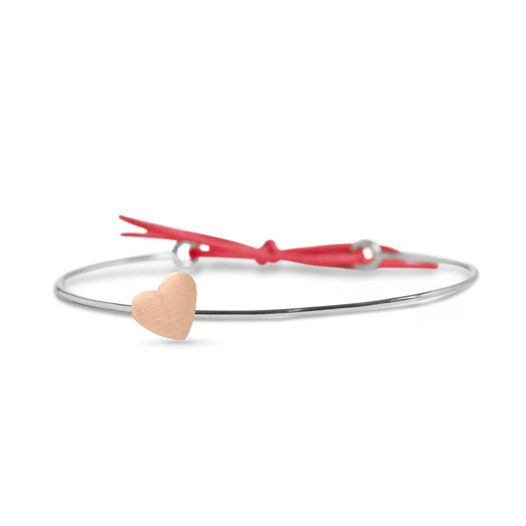 Bracciale Cupido in Argento con Cuore Grande in Oro Rosa 9kt BR156AR