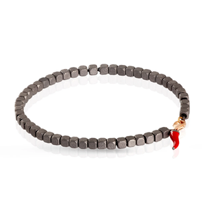 BRACCIALE UOMO CON CUBI IN TITANIO E MOSCHETTONE IN ORO ROSSO 9KT MINBRTCUP