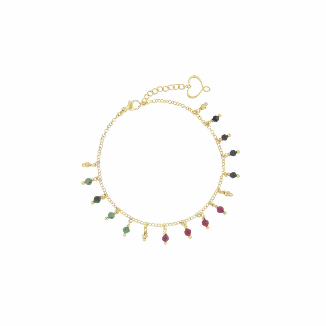 BRACCIALE FRANGE RUBINO, ZAFFIRO E SMERALDO brfrasmrbza