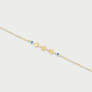 Bracciale 3 stelle e punto luce blu
