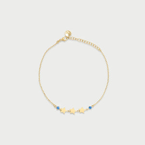 Bracciale 3 stelle e punto luce blu
