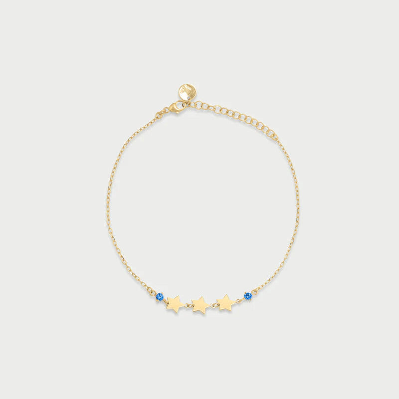 Bracciale 3 stelle e punto luce blu
