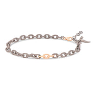 BRACCIALE CON CATENA IN TITANIO E ORO ROSA 9 KT