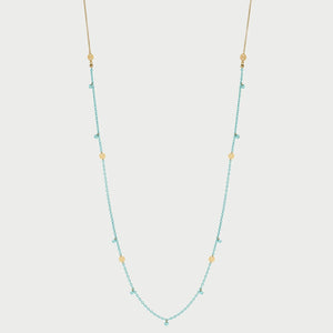 Collana catena verniciata, zirconi e medaglie turchese