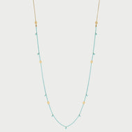 Collana catena verniciata, zirconi e medaglie turchese