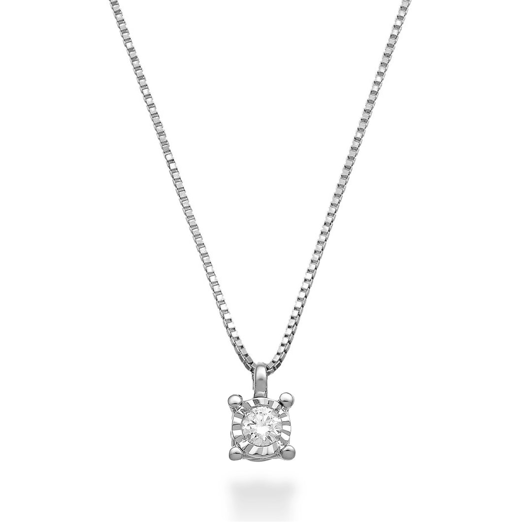Girocollo in oro bianco diamantato 0,01 ct