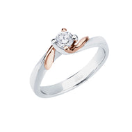 Anello Solitario in Platino e oro rosa