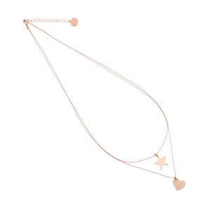 COLLANA A DOPPIO GIROCOLLO CON CUORE E STELLA  gc006108
