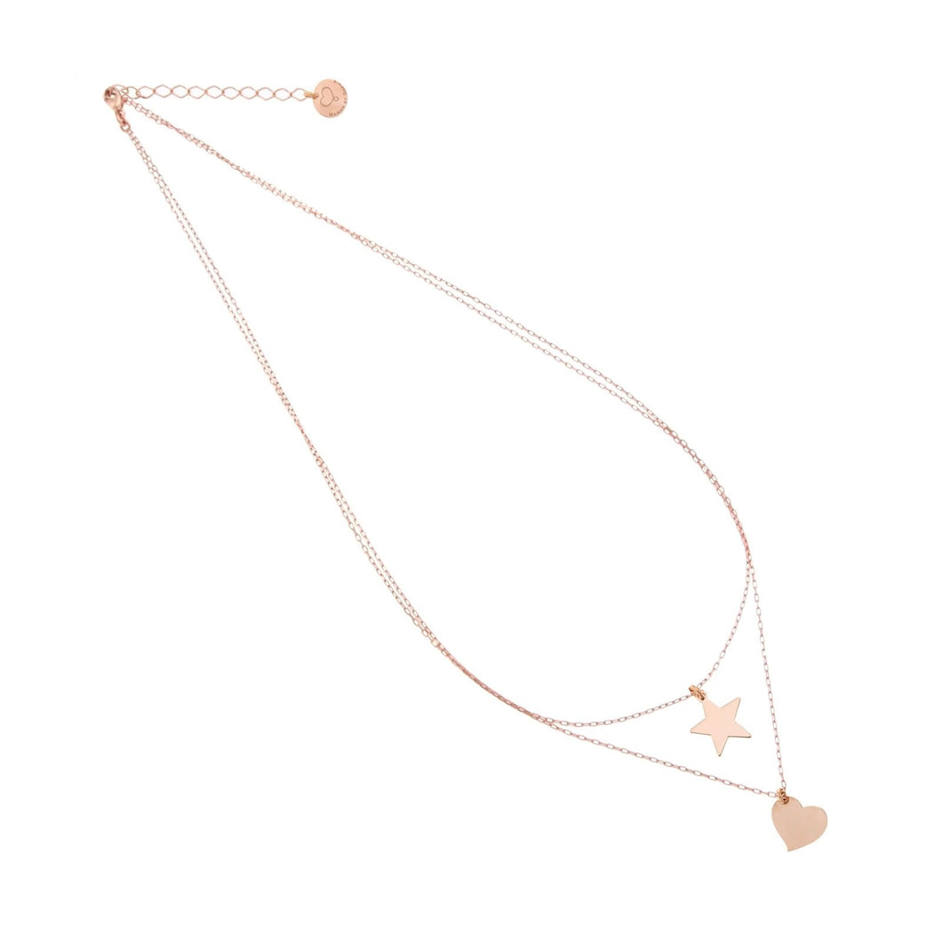 COLLANA A DOPPIO GIROCOLLO CON CUORE E STELLA  gc006108