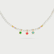 Girocollo perle e tre stelle smalto colorato - ColorFUN