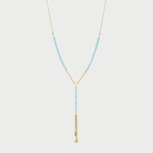 Collana rosario con Pepite di Zirconi Milky Turchese