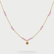 Girocollo catena con pepite Milky e Medaglia rosa
