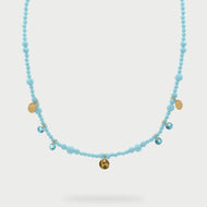 Girocollo Zirconi e medaglie pendenti turchese