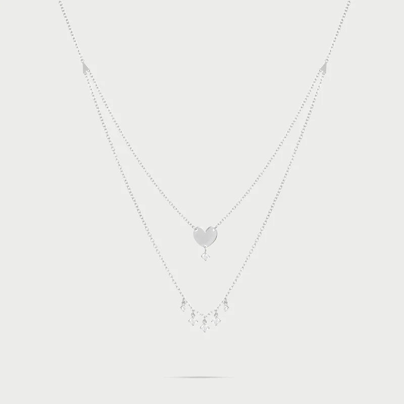 Girocollo double cuore e punti luce pendenti