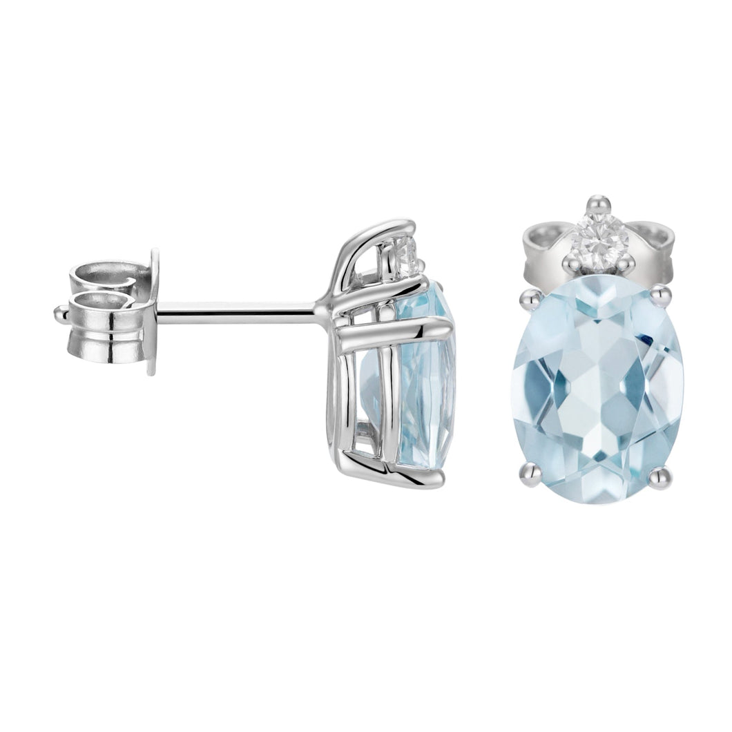Orecchini Acquamarina ovale 0,75ct con diamanti