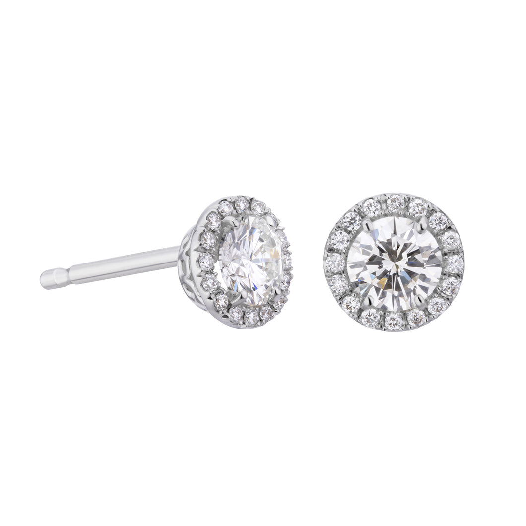 Orecchini punto luce con Diamanti Lab Grown con contorno