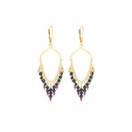 COPPIA DI ORECCHINI MONACHELLA FRANGE ZAFFIRO E RUBELLITE orfra1azaru