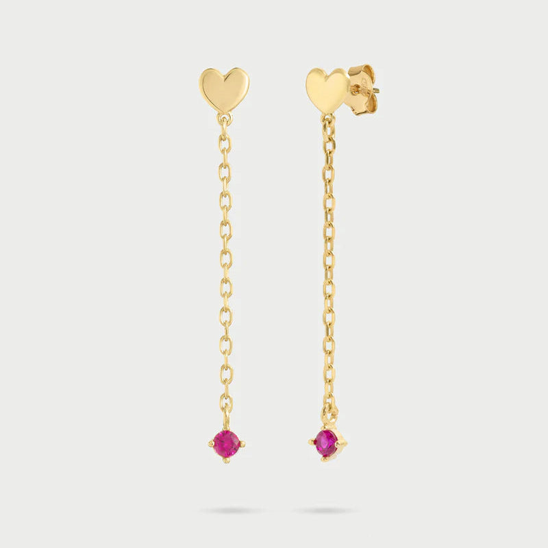 Orecchini cuore catenella line e punto luce