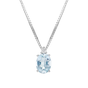 Girocollo Acquamarina ovale 0,38ct con diamanti
