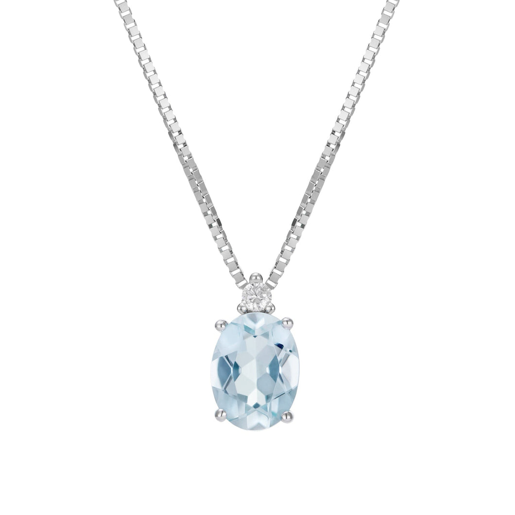 Girocollo Acquamarina ovale 0,38ct con diamanti