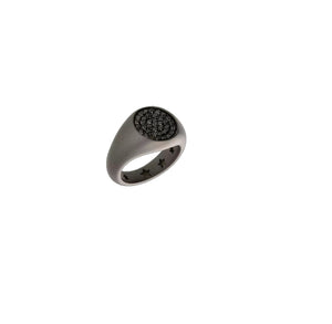 ANELLO IN TITANIO CON PAVé DIAMANTI NERI