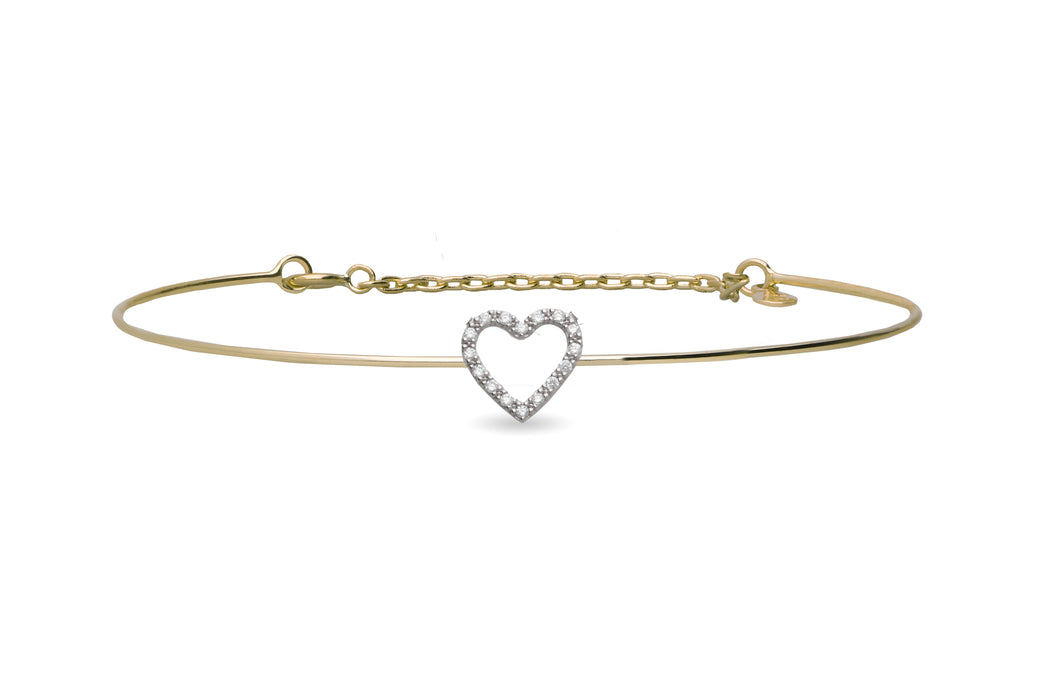 Bracciale filodamore oro giallo e Cuore in Oro Bianco con Diamanti BR260G