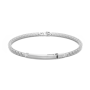 Bracciale in argento con targa e pietre nere EXB817