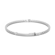 Bracciale in argento con targa e pietre nere EXB817