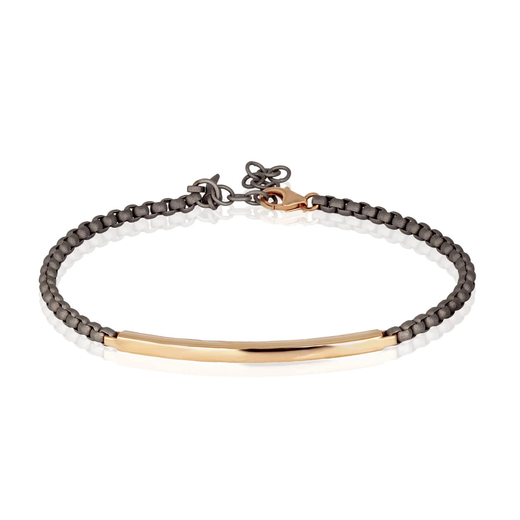 BRACCIALE CATENINA SCOOBY DOO TITANIO E TARGHETTA ORO