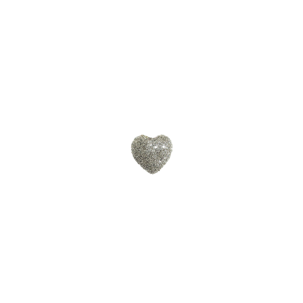 MONO ORECCHINO 18KT CUORE BOMBATO POLVERE DIAMANTI CROMO orcub4k