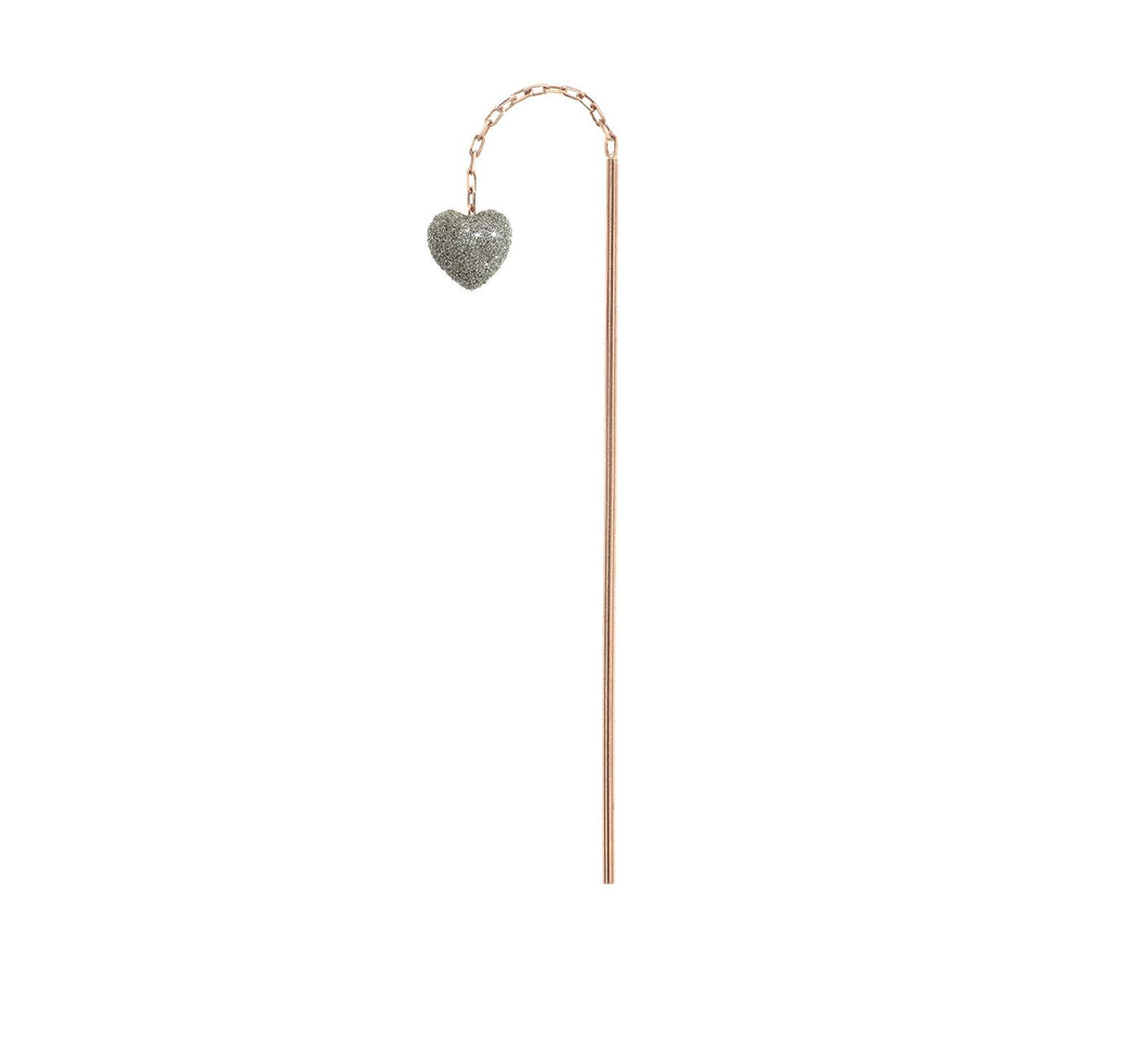 MONO ORECCHINO CUORE BOMBATO POLVERE DIAMANTI CROMO ORCUB5K