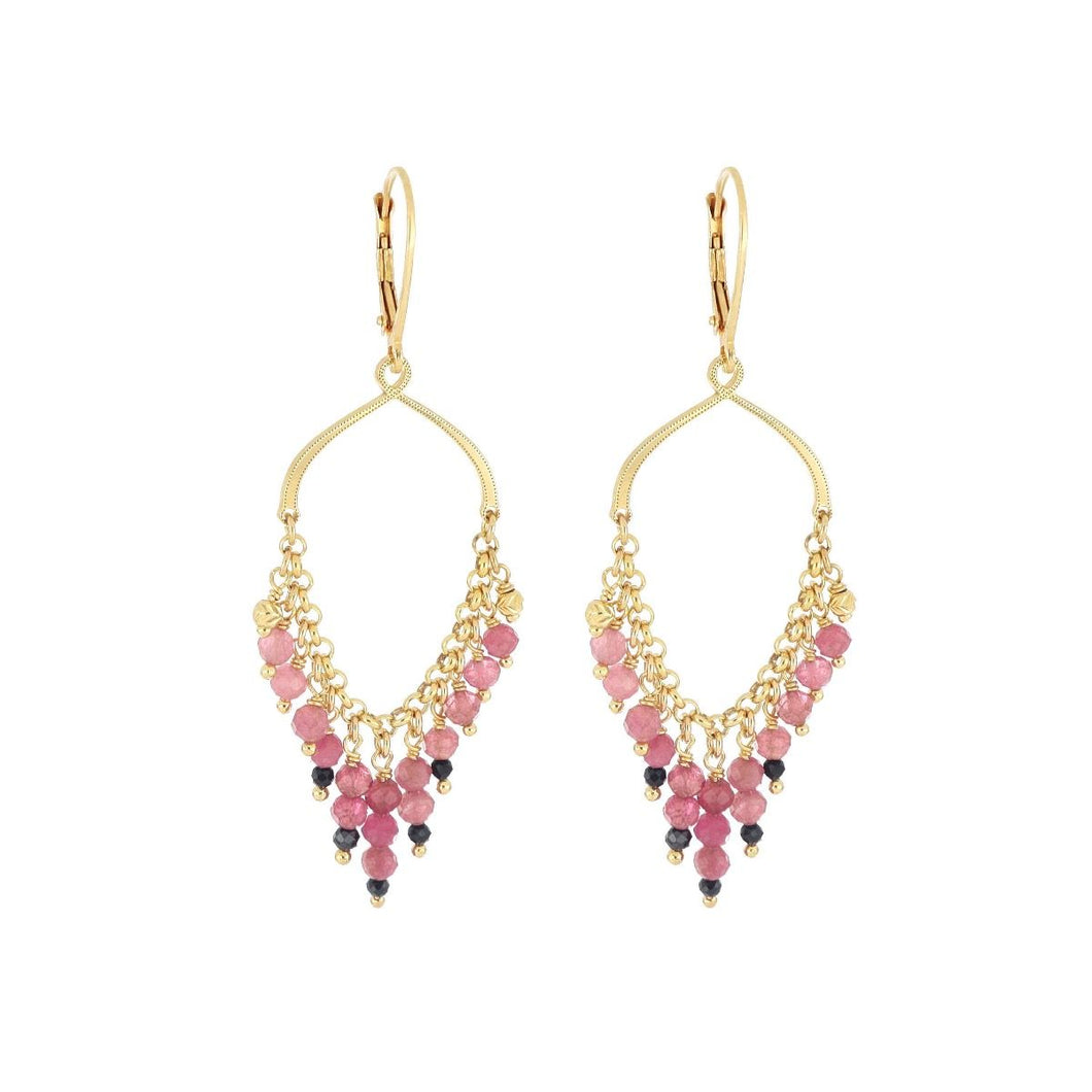 COPPIA DI ORECCHINI MONACHELLA FRANGE TORMALINA E SPINELLI ORFRA1ATOSP