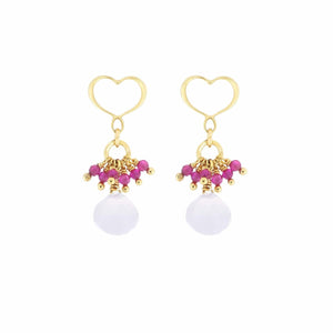 COPPIA DI ORECCHINI CUORE MAMAN CALCEDONIO E RUBELLITE orgcc4msca