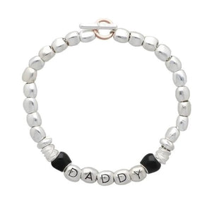 Bracciale "Daddy" con sassolini in Argento 925 e Smaltati neri