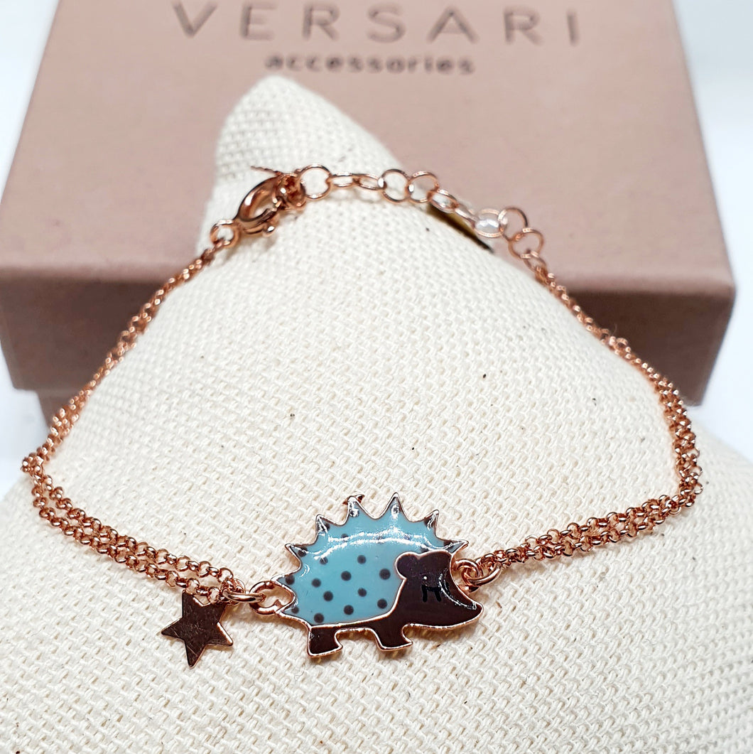 Bracciale Doppia Catena Riccio Smalto Tortora/Celeste B007
