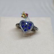 Anello cuore pavè gambo torchon