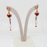 Orecchini pendenti cuore smalto SV9