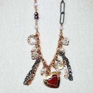 Girocollo multipendente cuore smalto rosso SV2