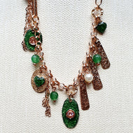 Girocollo multipendente con smalto verde martellato CL3131