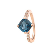 ANELLO ORO ROSA CON DIAMANTI E TOPAZIO LONDON BLUE