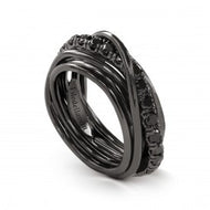 Anello Filodellavita Rock 7 fili argento brunito diamanti black AN9NBN