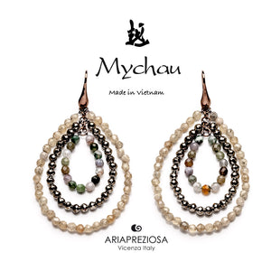 Orecchini Mychau "CLASSIC" Pirite-Citrino-Agata Muschiata